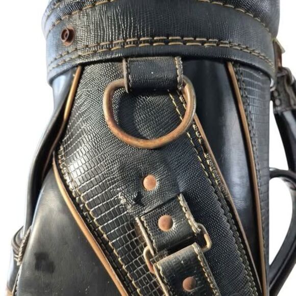 Vintage Miller Black 6-way Leather Golf Bag w/ Carry Strap - Made in USA - Picture 10 of 10